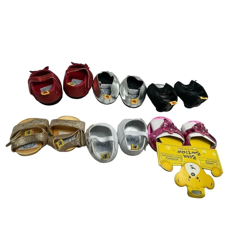 Lot of 6 Pairs Of Build A Bear BAB Shoes Sneakers Boots Sandals Slippers